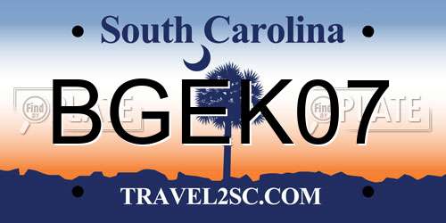 BGEK07 South Carolina License Plate