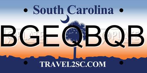 BGEQBQB South Carolina License Plate