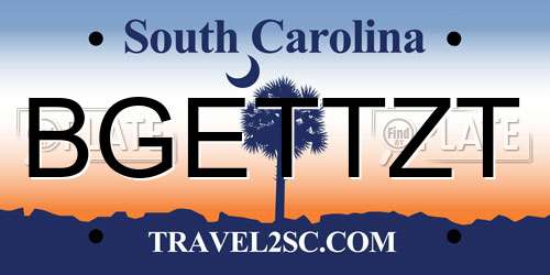 BGETTZT South Carolina License Plate