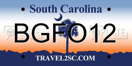 BGFO12 South Carolina License Plate