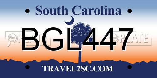 BGL447 South Carolina License Plate