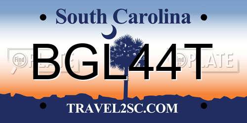 BGL44T South Carolina License Plate