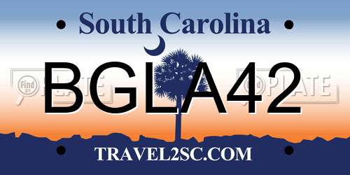 BGLA42 South Carolina License Plate