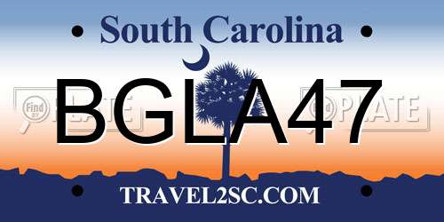 BGLA47 South Carolina License Plate