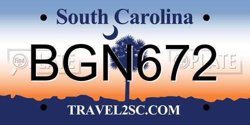 BGN672 South Carolina License Plate