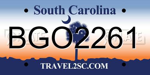 BGO2261 South Carolina License Plate