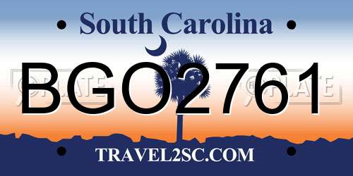 BGO2761 South Carolina License Plate