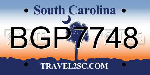 BGP7748 South Carolina License Plate