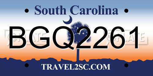 BGQ2261 South Carolina License Plate