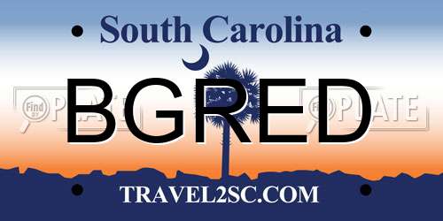 BGRED South Carolina License Plate