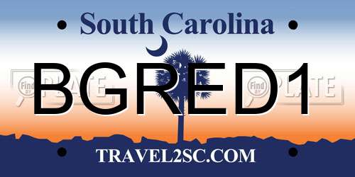 BGRED1 South Carolina License Plate
