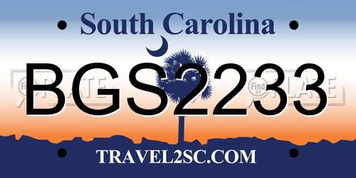 BGS2233 South Carolina License Plate