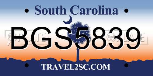 BGS5839 South Carolina License Plate