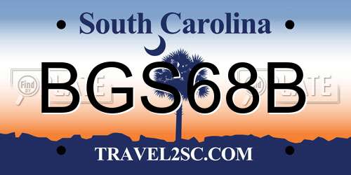 BGS68B South Carolina License Plate