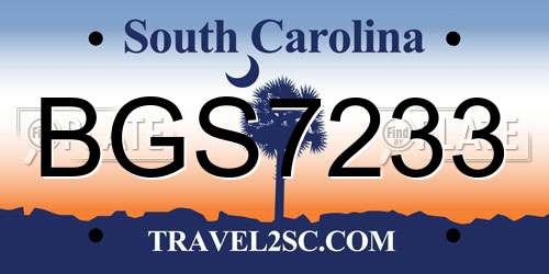 BGS7233 South Carolina License Plate