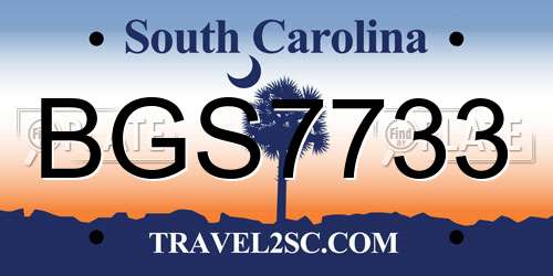 BGS7733 South Carolina License Plate