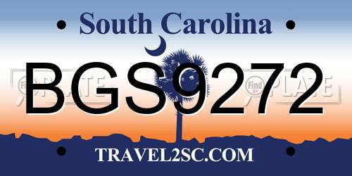 BGS9272 South Carolina License Plate