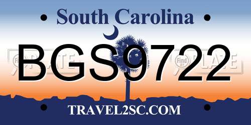 BGS9722 South Carolina License Plate