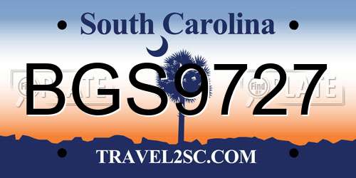 BGS9727 South Carolina License Plate