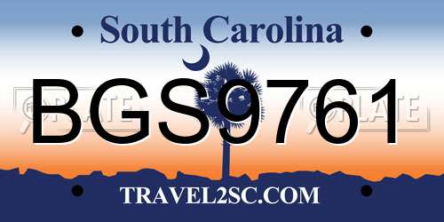 BGS9761 South Carolina License Plate