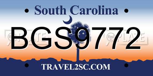 BGS9772 South Carolina License Plate