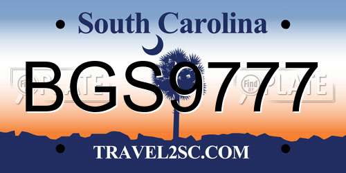 BGS9777 South Carolina License Plate