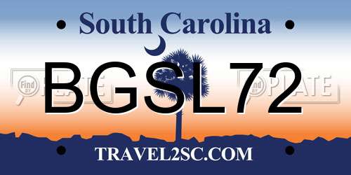 BGSL72 South Carolina License Plate