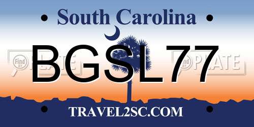 BGSL77 South Carolina License Plate