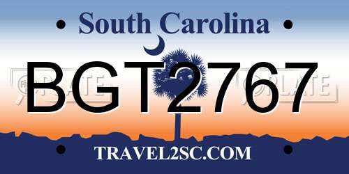 BGT2767 South Carolina License Plate
