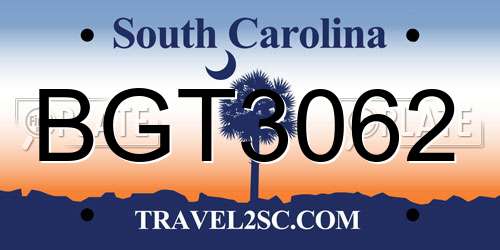 BGT3062 South Carolina License Plate