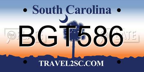 BGT586 South Carolina License Plate