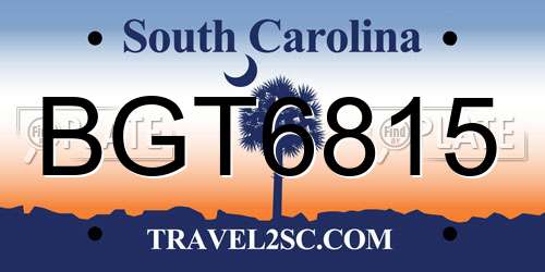 BGT6815 South Carolina License Plate