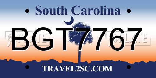 BGT7767 South Carolina License Plate