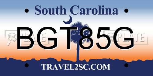 BGT85G South Carolina License Plate