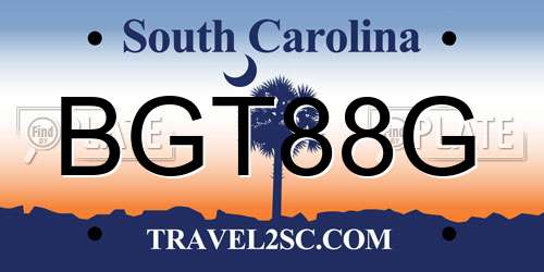 BGT88G South Carolina License Plate