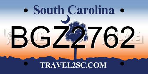 BGZ2762 South Carolina License Plate