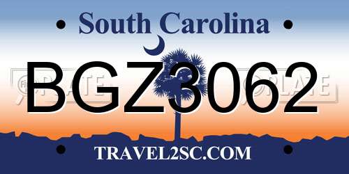 BGZ3062 South Carolina License Plate