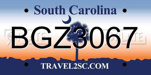 BGZ3067 South Carolina License Plate