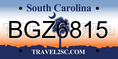 BGZ6815 South Carolina License Plate