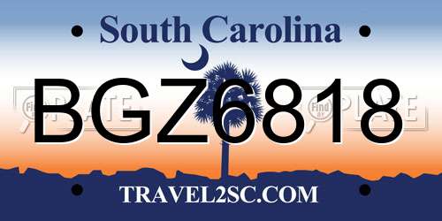 BGZ6818 South Carolina License Plate
