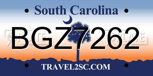 BGZ7262 South Carolina License Plate
