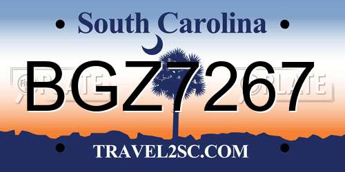 BGZ7267 South Carolina License Plate