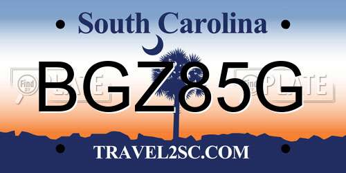 BGZ85G South Carolina License Plate