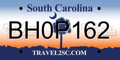BH0P162 South Carolina License Plate