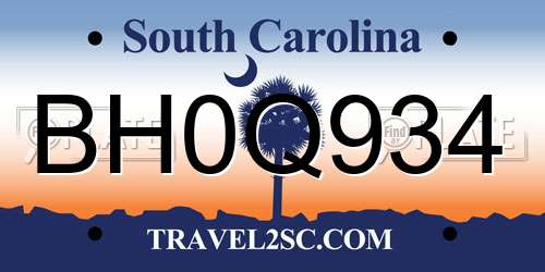 BH0Q934 South Carolina License Plate