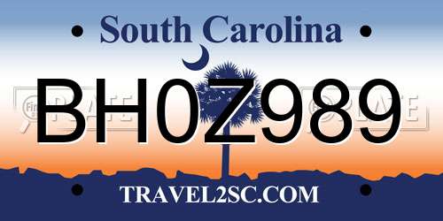 BH0Z989 South Carolina License Plate