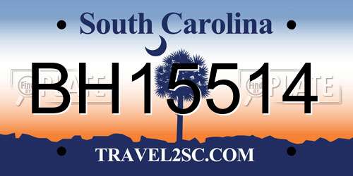 BH15514 South Carolina License Plate