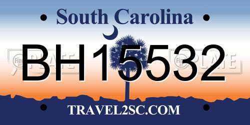 BH15532 South Carolina License Plate