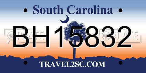BH15832 South Carolina License Plate