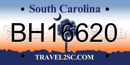 BH16620 South Carolina License Plate